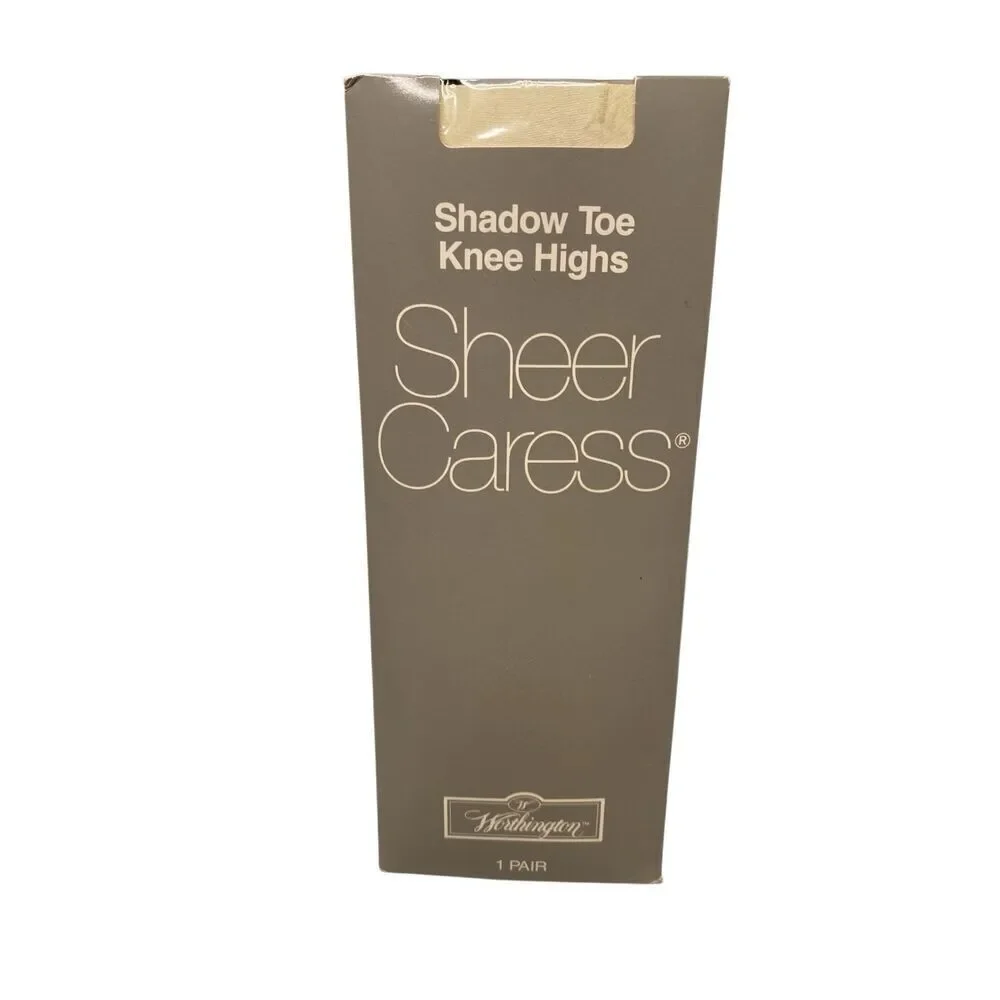 Worthington Sheer Caress Knee Highs Bone Average Shadow Toe Hosiery New Formal